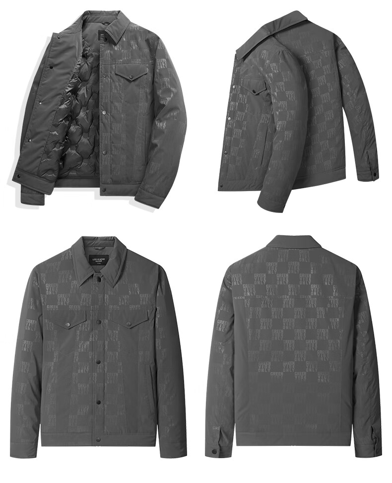 【商场同款】利郎轻时尚男装lilanz新款羽绒服男离型纸字母印花棋盘格