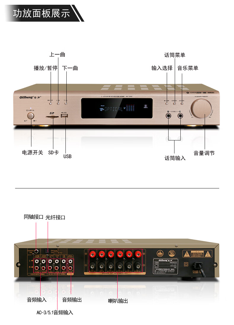 奇声737功放机面板说明图片