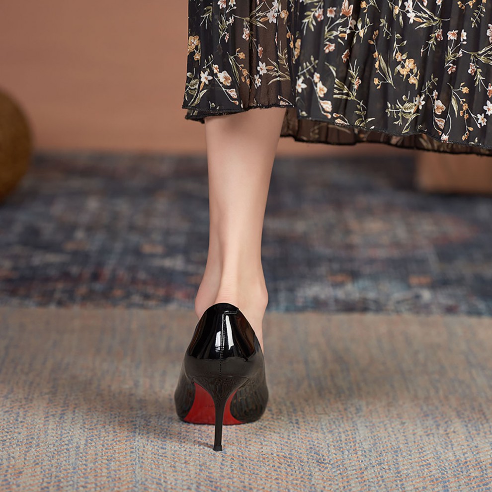 高跟鞋亮面皮鞋女高跟女士亮皮真皮鞋亮皮真皮高跟鞋女漆皮漆面裸色单