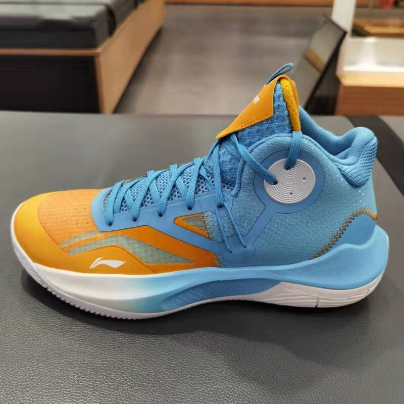 李宁篮球鞋男鞋2021新款透气男士鞋高帮运动鞋浅蓝色1244