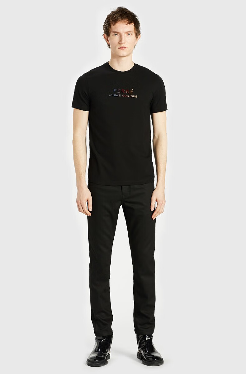 ferre费雷男装 奢侈品男装春夏新品印花图案设计字母logo经典圆领t恤