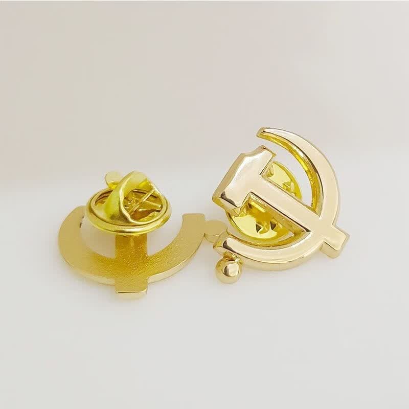 金色党徽党员胸徽标志西装纪念章会议佩戴胸标镂空合金扣党徽fgacct