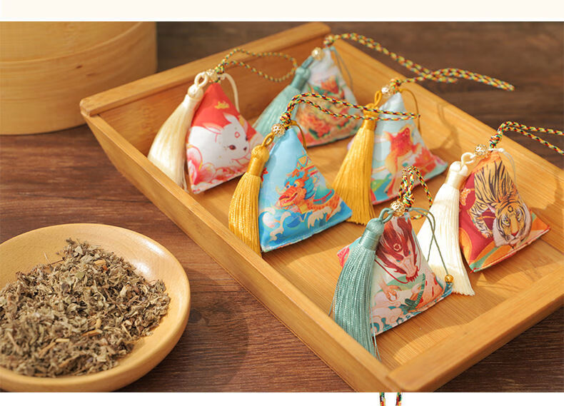 端午节香包三角香囊端午粽子礼盒装艾草香袋福袋礼品驱蚊平安喜乐成品