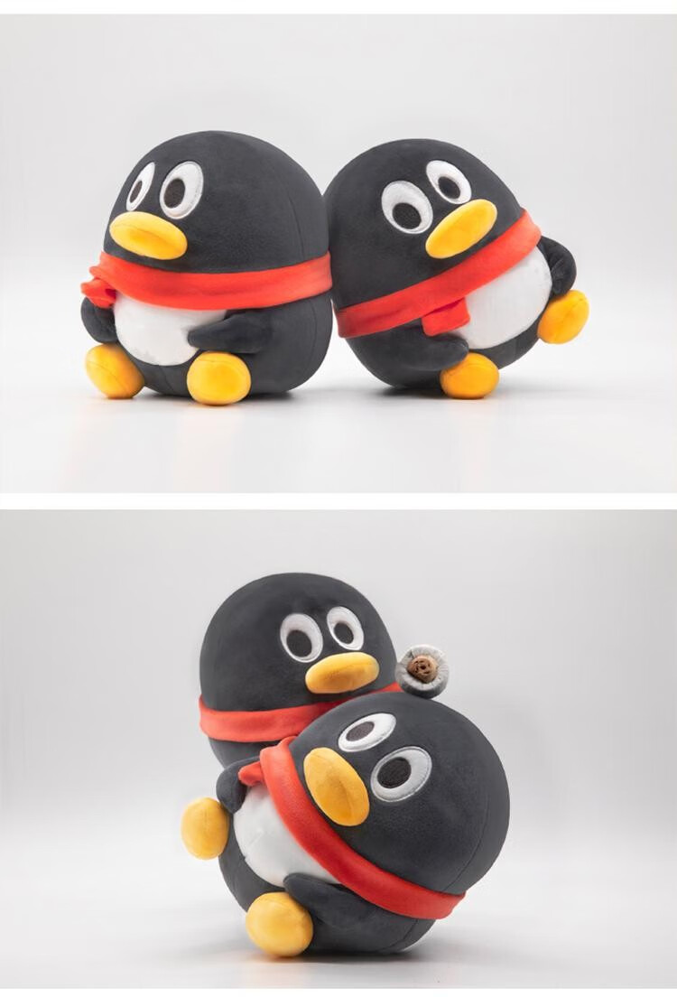 qq企鹅公仔腾讯官方周边family毛绒萌新系列短鹅联萌坐福40cm均码