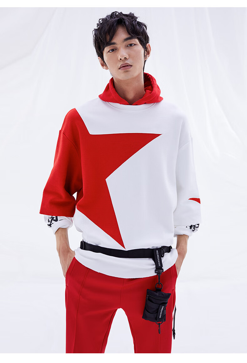 安踏星标系列运动卫衣男女新款官网旗舰潮流宽松休闲透气长袖 纯净白