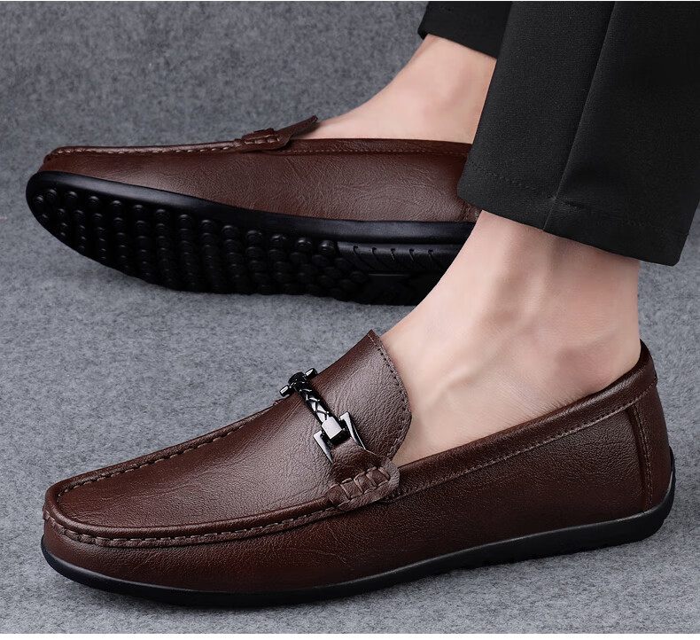 catsecrocs轻奢品牌男鞋春秋透气男士豆豆鞋男牛皮软底休闲皮鞋英伦风