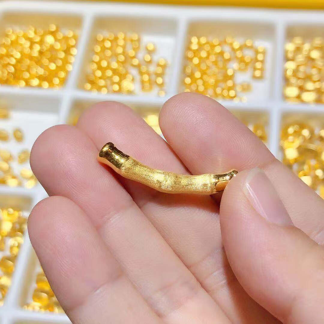 3d硬金黄金富贵竹999足金时尚弯管转运珠女款竹节手链手串配饰 竹节(1