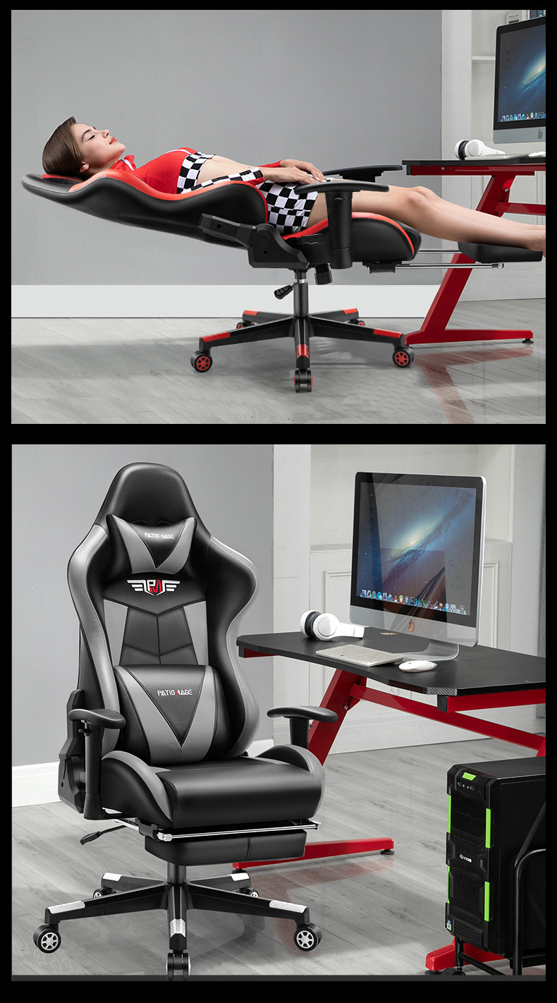 电竞椅转椅学生办公椅工厂批发电脑椅子网吧主播游戏全躺黑白色搁脚