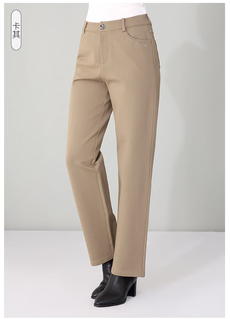 米兰登2021冬季新款中老年妈妈装加绒加厚保暖中直筒长裤女高腰宽松