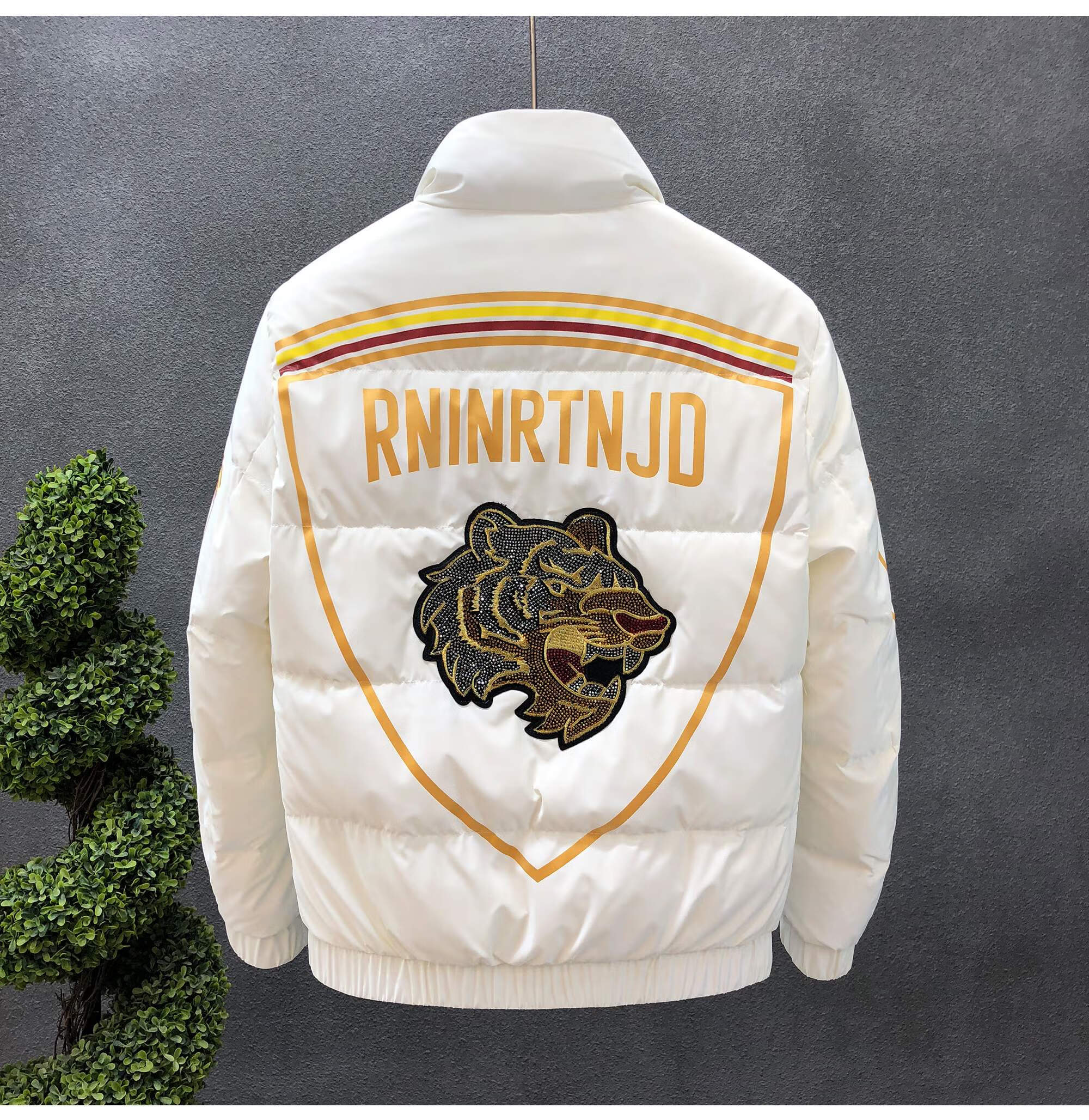 pxk港系潮牌虎头烫钻羽绒服男2021年冬季潮流时尚新款帅气白色休闲