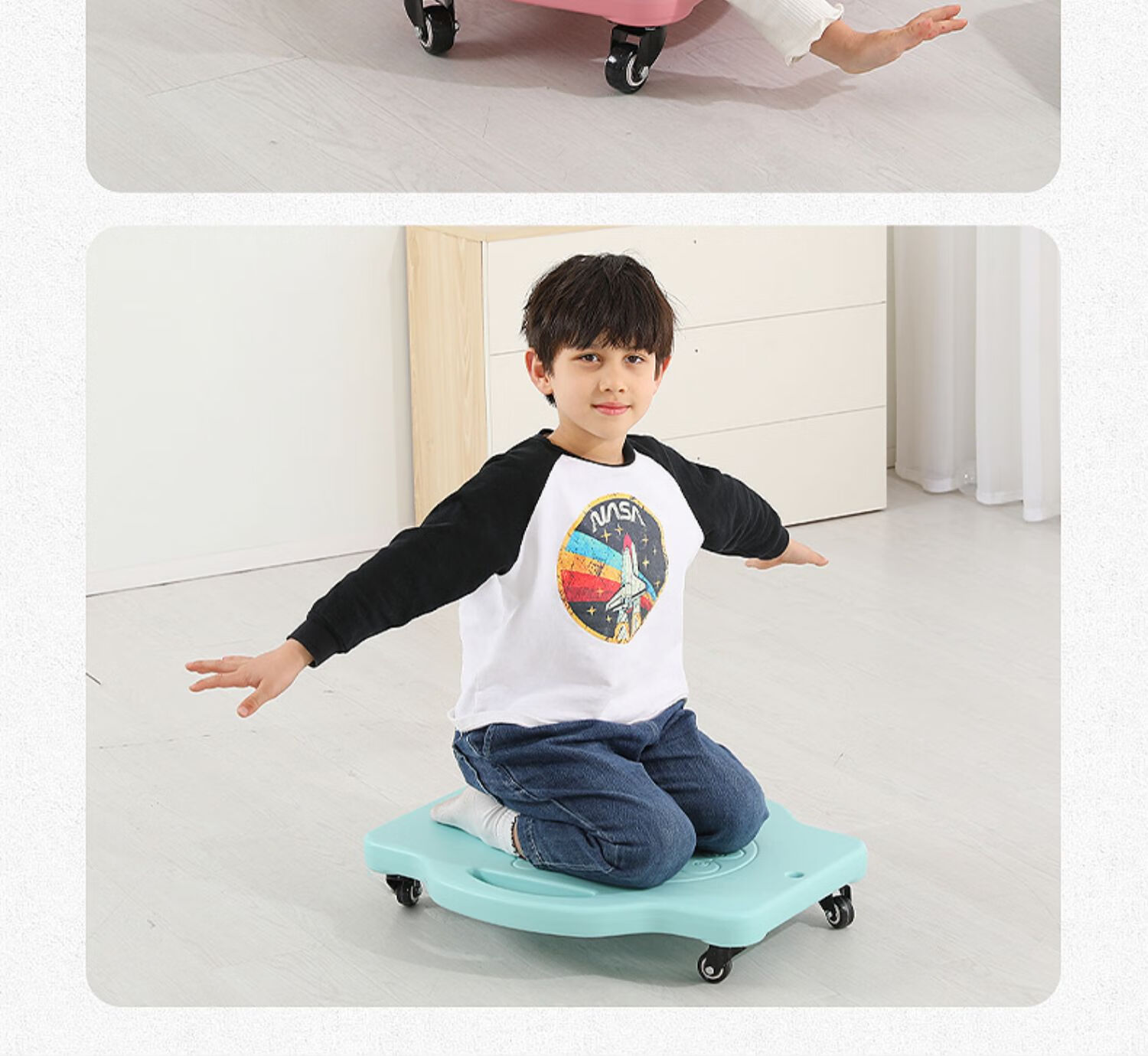 感统滑板车幼儿园大滑板感统训练器材儿童平衡车家用运动玩具yl 绿色