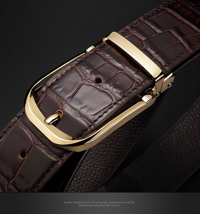 luckylion时尚轻奢男士皮带头层牛皮时尚休闲针扣腰带礼盒送老公男友