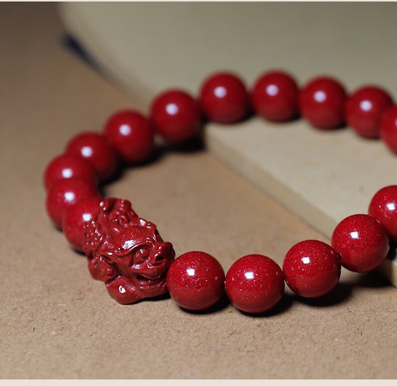 顶盈天然湘西朱砂貔貅手串本命年男女高纯度帝王砂紫金砂手链情侣款珠