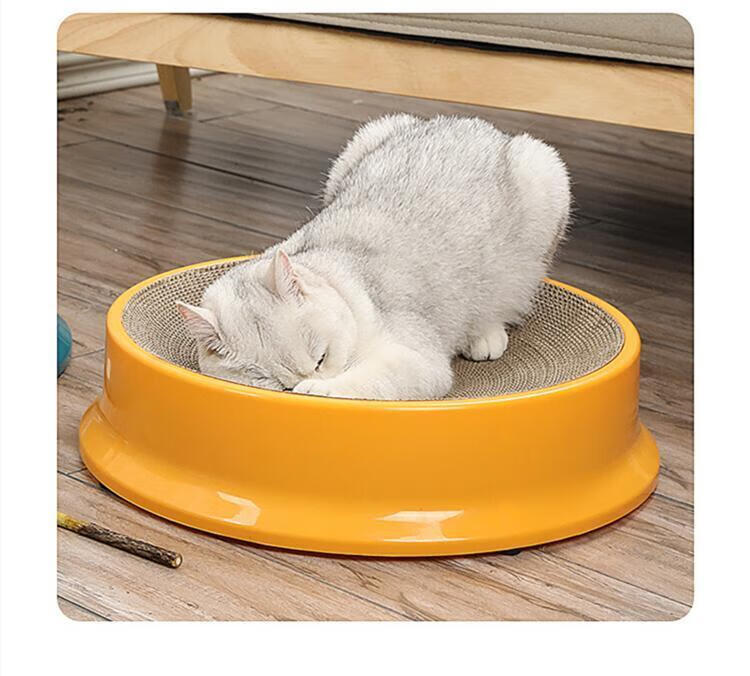 猫抓板圆形圆形猫抓板 可替换瓦楞纸耐抓猫窝塑料猫窝宠物用品猫抓盆