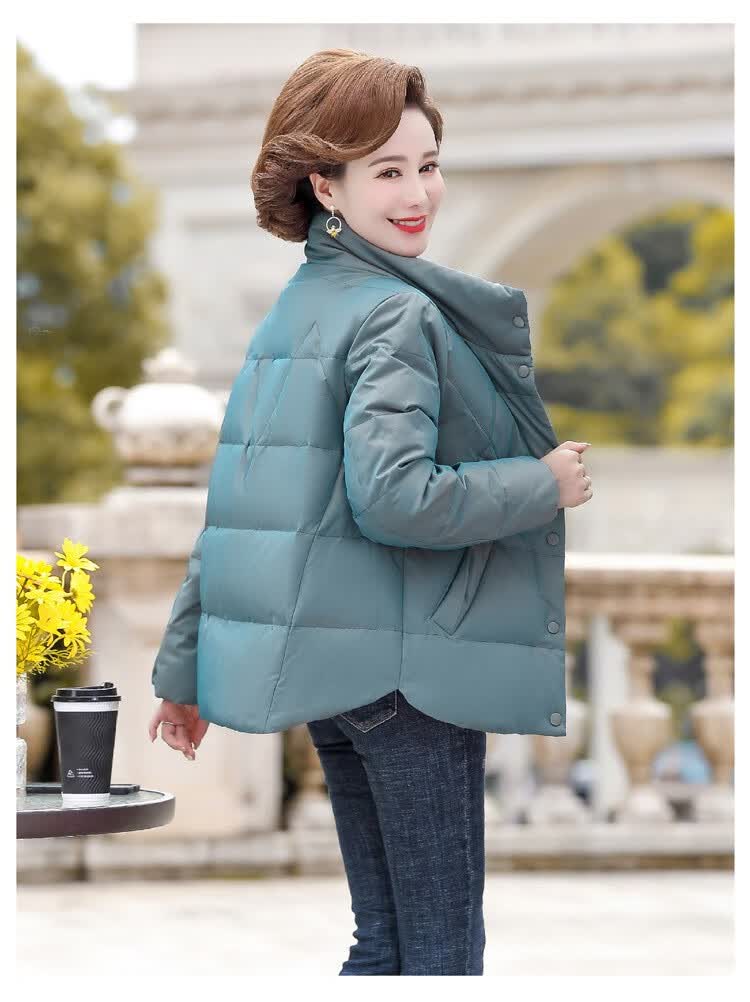 冰洁高端轻奢妈妈装羽绒服女短款中老年冬季白鸭绒小个子休闲洋气保暖