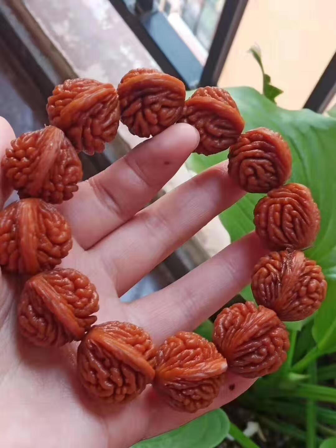 珍韵缘秦岭野生精品刺龙纹桃核 霸王龙桃胡手串 深纹刺龙纹核桃串