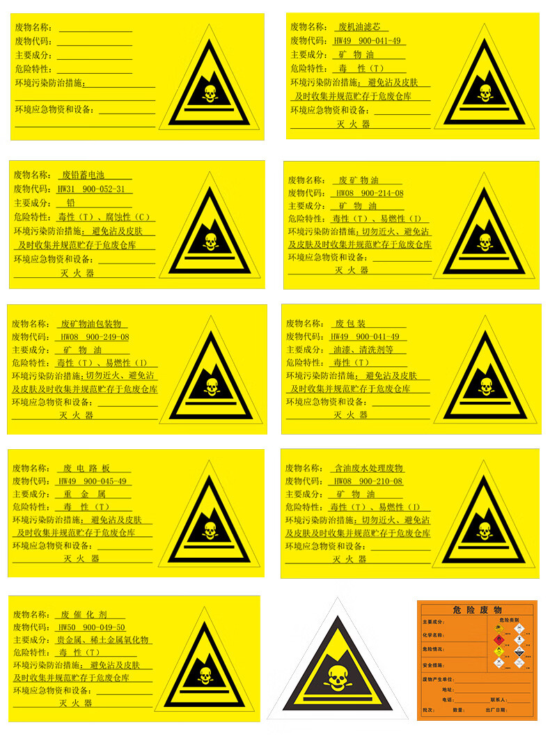 汽修行業危險廢物標識標牌危廢倉庫化工汽修廠環保汙染產生節點牌危廢