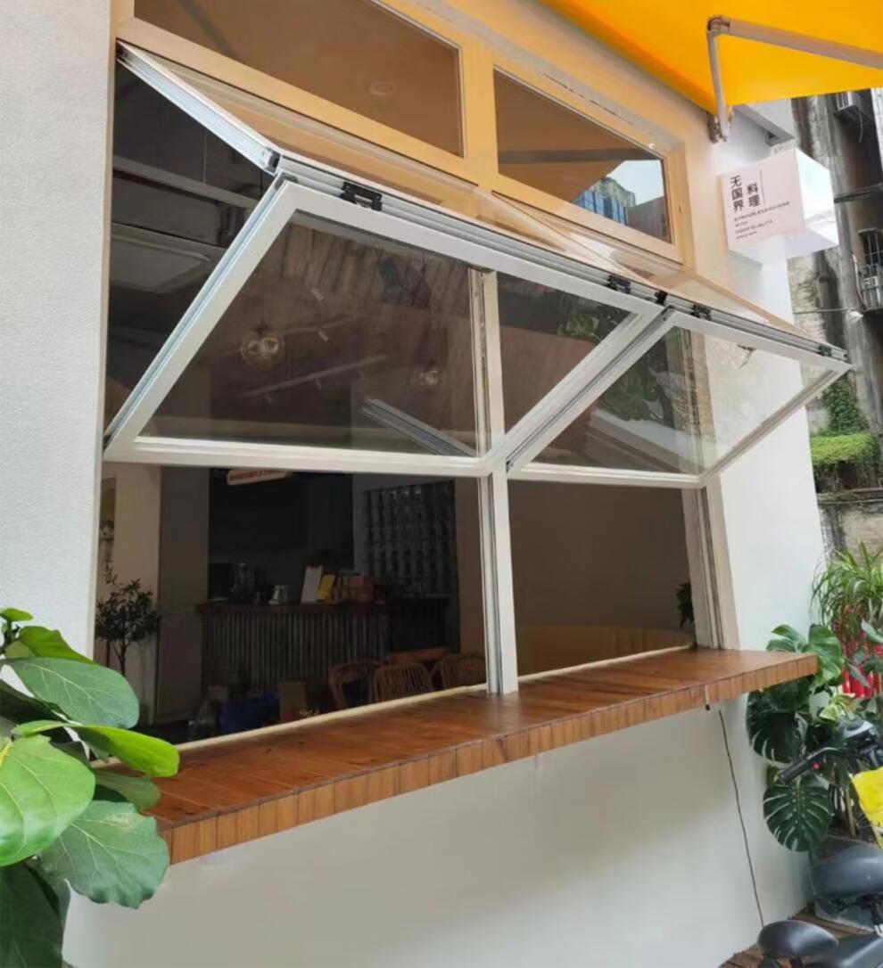 折叠窗户折叠窗户铝合金任意悬停全开窗吧台咖啡奶茶店铺窗提拉窗