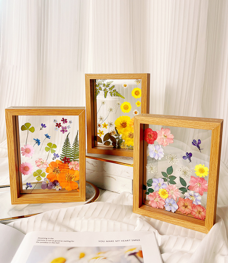 干花相框diy手工压花相框材料中空摆台透明立体干花标本双面玻璃创意