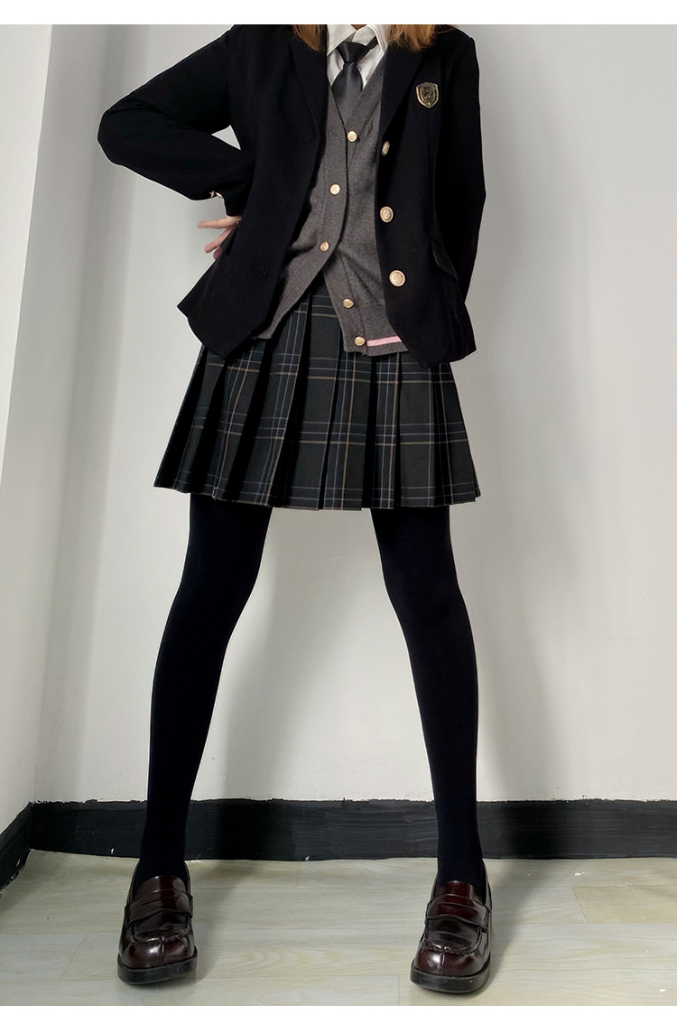 啦啦酱jk搭配jk制服的不透肉黑色连裤袜冬加绒加厚保暖打底袜120d无绒