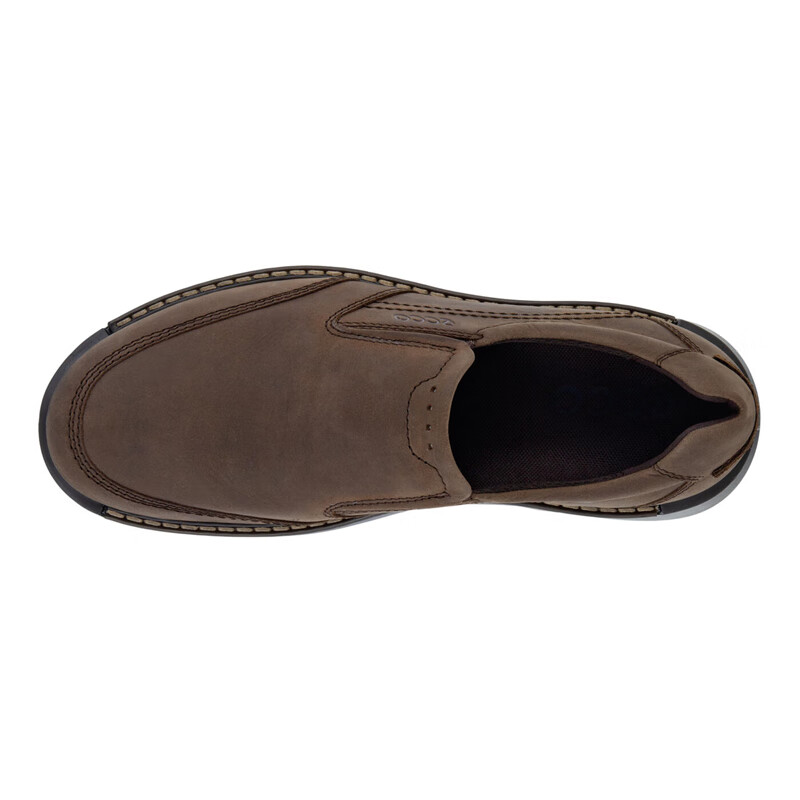 ecco爱步男鞋秋冬新款圆头套脚皮鞋一脚蹬休闲商务鞋 500144-01001 39