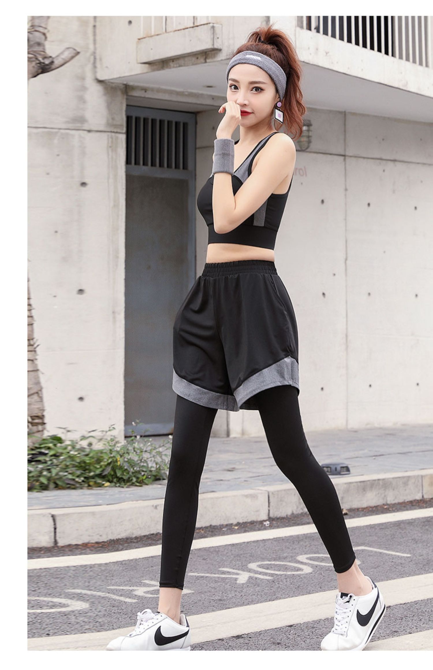 mirzamirror夏季大码瑜伽服女宽松胖mm200斤遮臀长款跑步运动套装健身