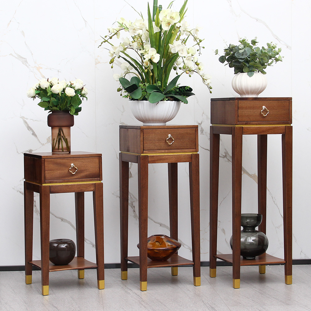 麦桑荷新中式实木花架阳台客厅室内家用多层落地式现代简约吊兰置物架