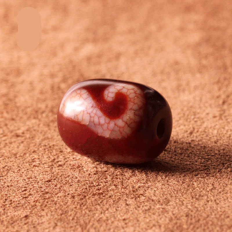 珍韵缘西藏龙纹血丝红玉髓三眼天珠虎牙福寿禄财神如意九眼贵人吊坠