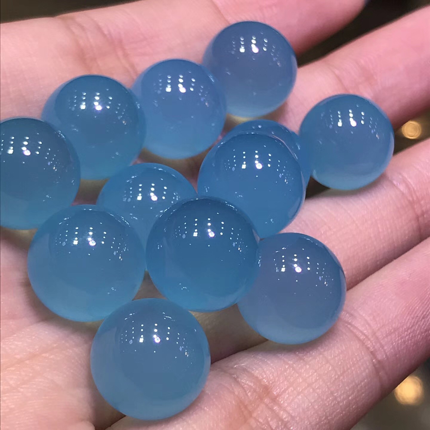 金石通7a天然冰种台湾蓝玉髓散珠单珠diy多宝手串圆珠手工水晶饰品珠