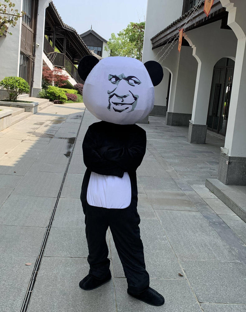 时尚家居熊猫头表情包同款卡通人偶服装魔性搞笑网红熊猫玩偶道具服装