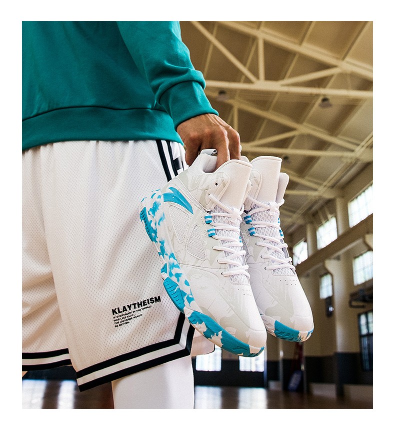 安踏篮球鞋男秋冬新款高帮革面实战球鞋外场战靴耐磨防滑2白色39码