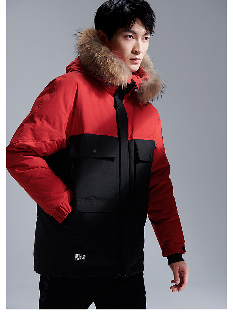 娱乐合作系列魔兽部落连帽90鹅绒外套男hwraj4r118a大红镶拼n517592al