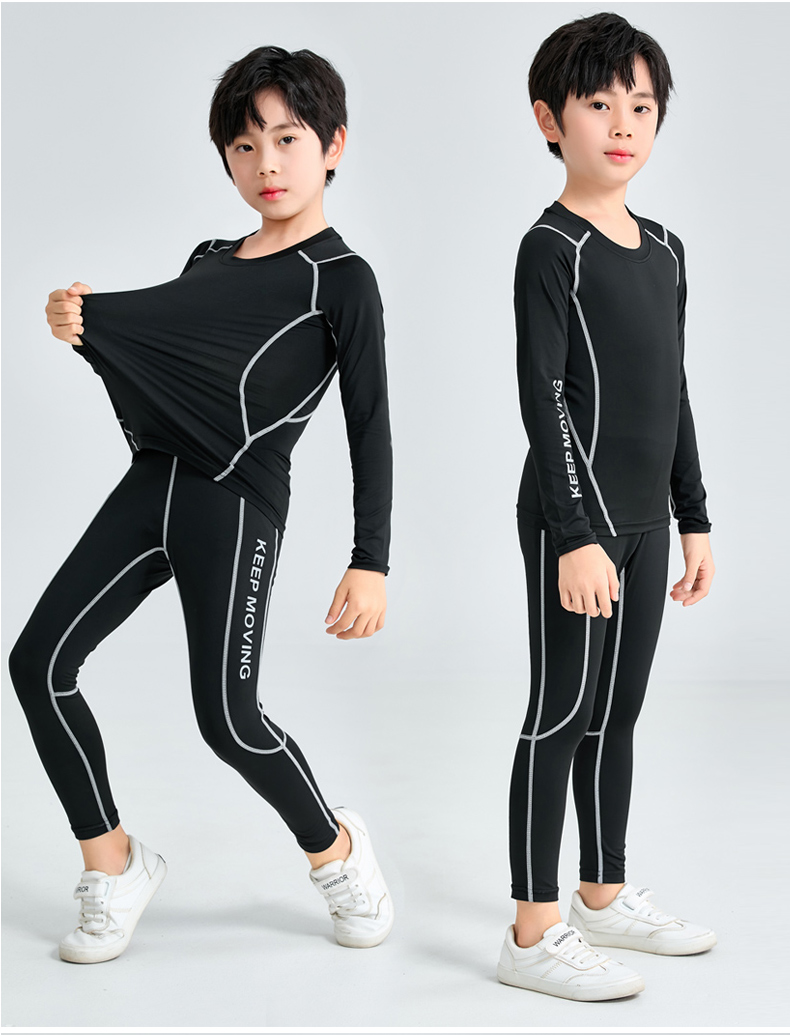 儿童紧身衣训练服男童秋冬打底衫速干衣篮球足球训练服运动套装健身服