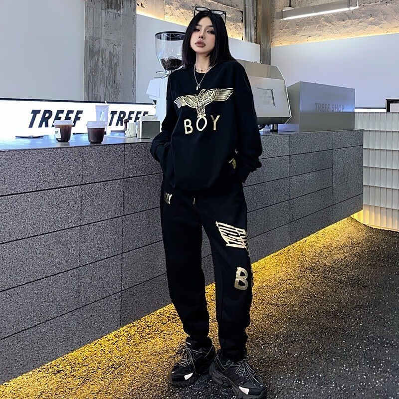 世纪男孩(centuryboy) 世纪男孩boy潮牌秋冬经典烫金字母老鹰圆领套头