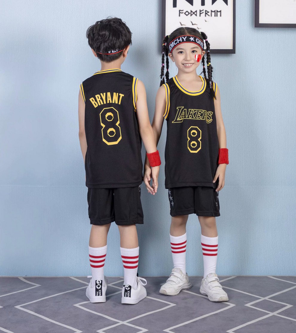 腾讯体育专营nba湖人8号篮球服套装大童训练服运动定制中学生青少年