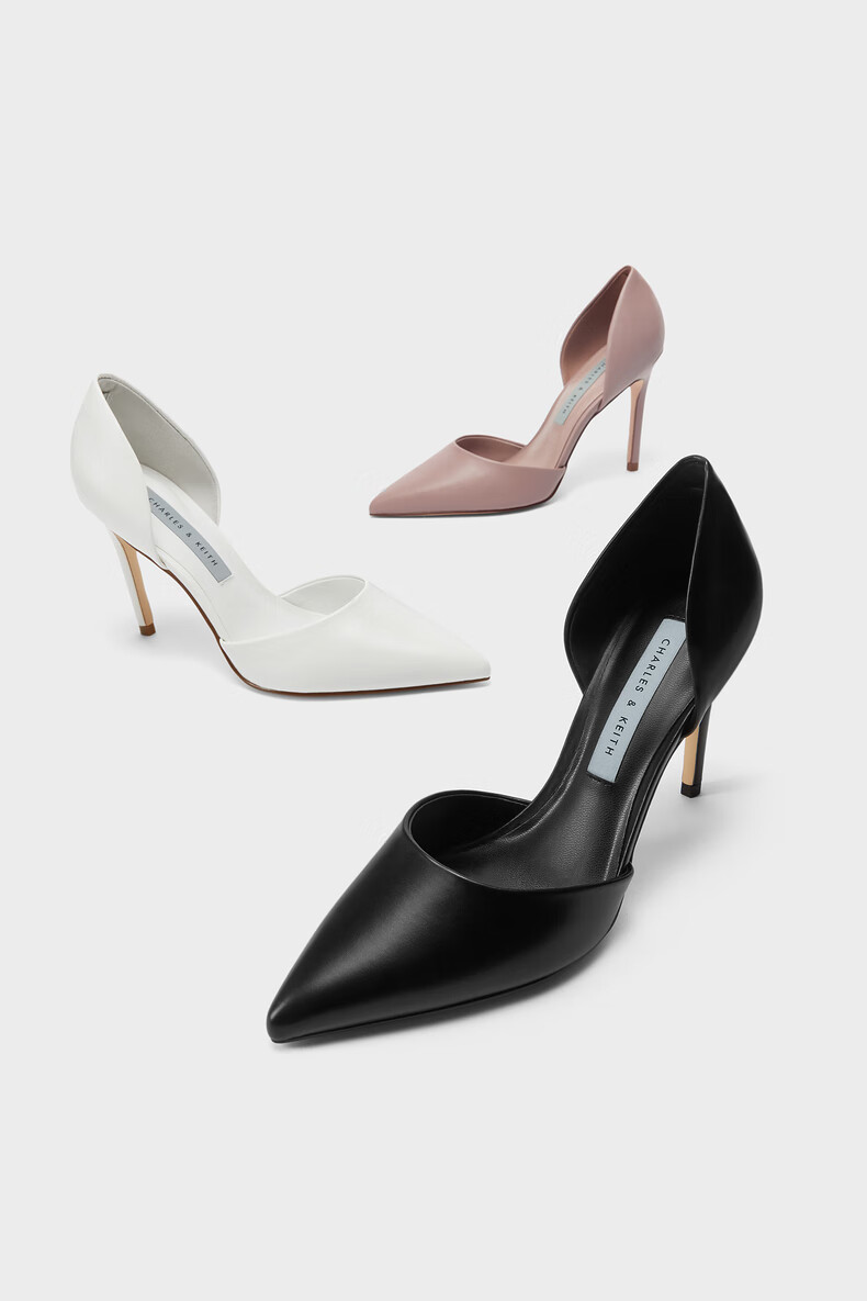 charleskeith22春新品ck160361399女士通勤尖头高跟单鞋奥赛鞋white