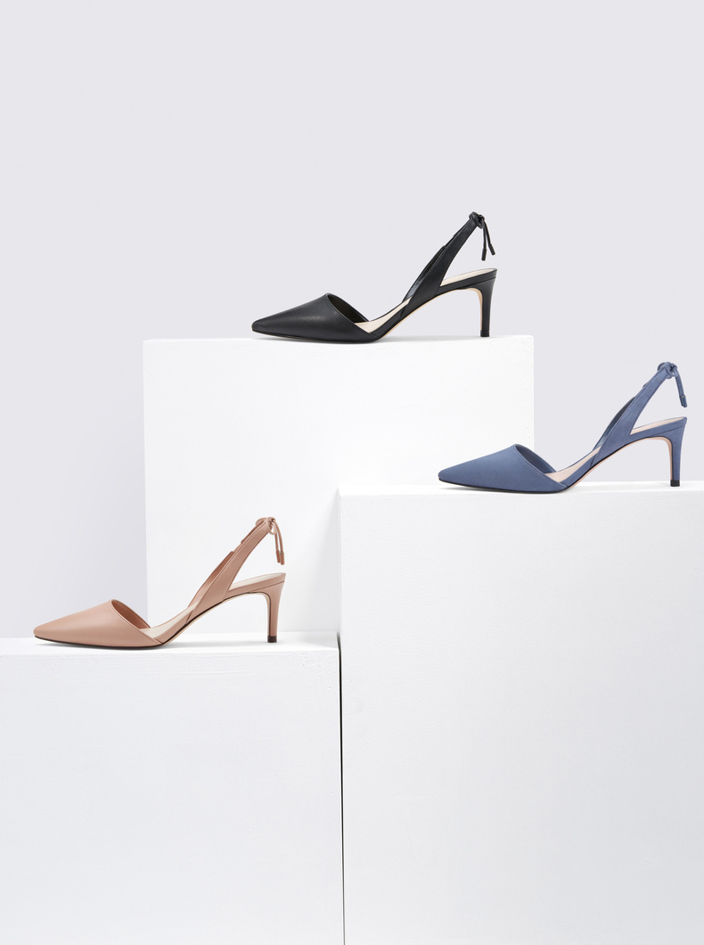 charles&keith低帮鞋ck1-61680029后绊带蝴蝶结饰女士奥赛鞋 dark