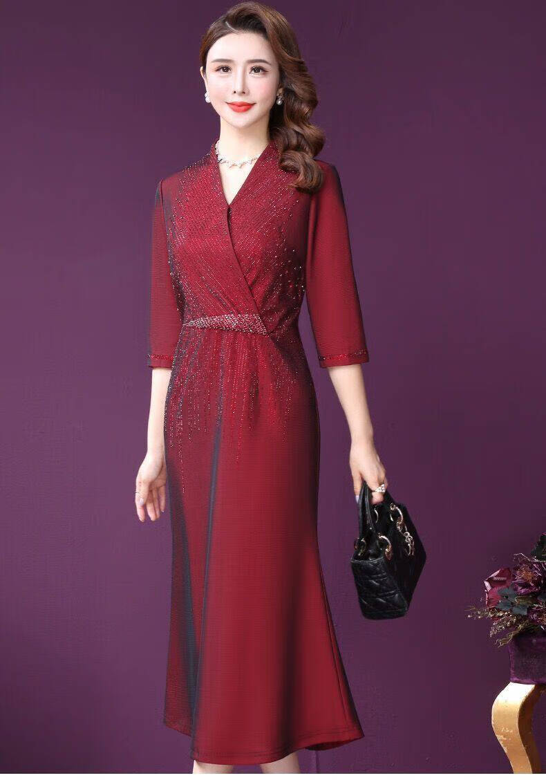 恒源祥年轻丈母娘喜婚宴礼服高贵洋气参加结婚礼婚礼妈妈装连衣裙春