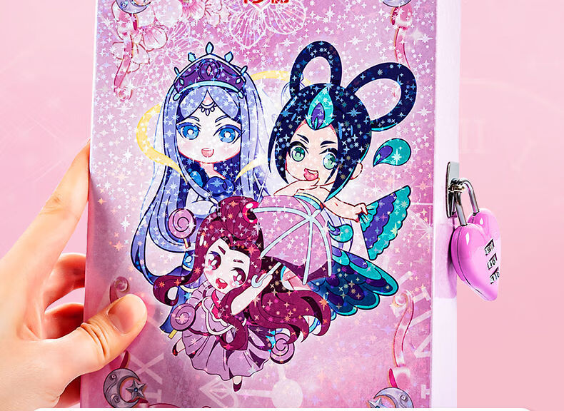 叶罗丽密码锁笔记本学生用手账本少女心卡通文艺精致密码锁日记本儿童