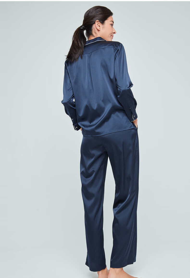 李沁同系列爱慕睡衣女士家居服丝享家ii桑蚕丝柔软长袖分身套装am