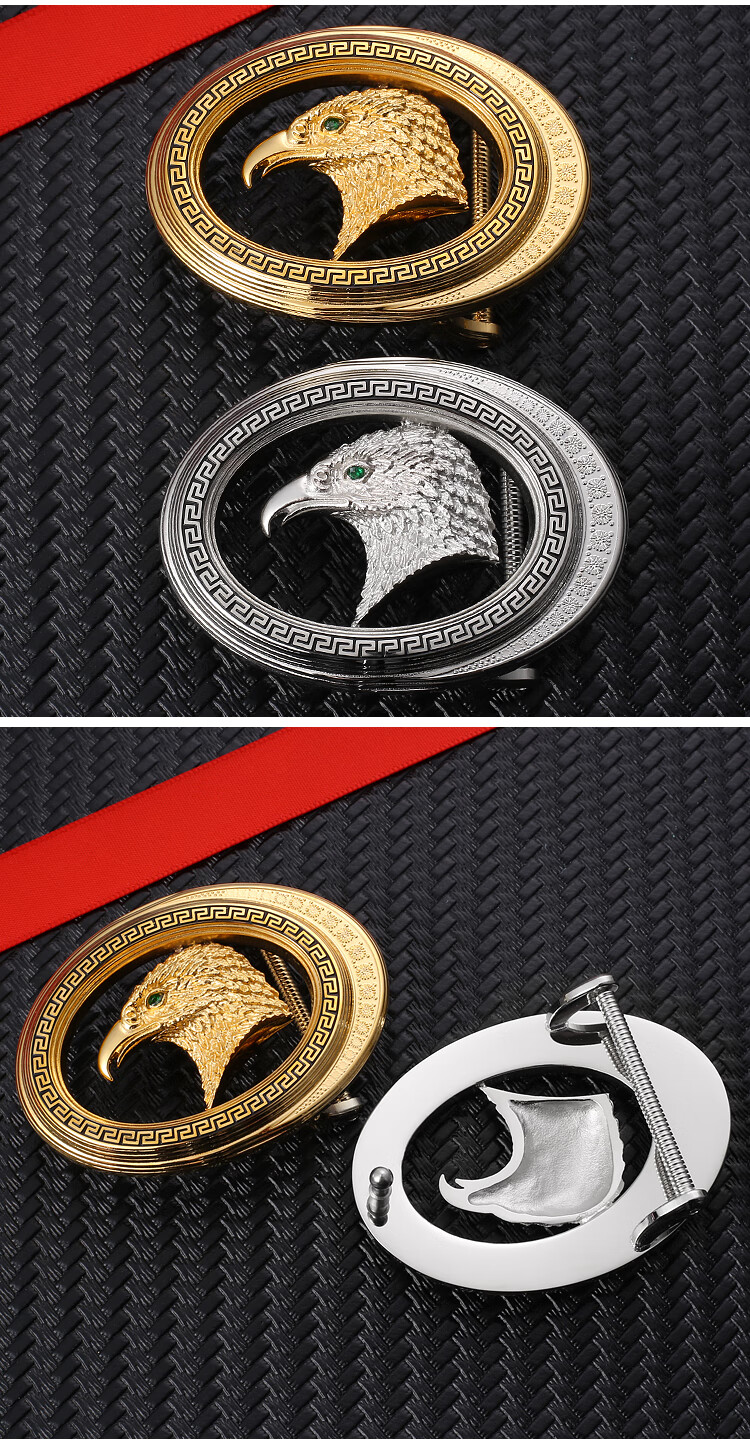 哥凡亚男士皮带扣头不锈钢平滑扣裤带卡子镶钻老鹰头男士腰带裤带头40