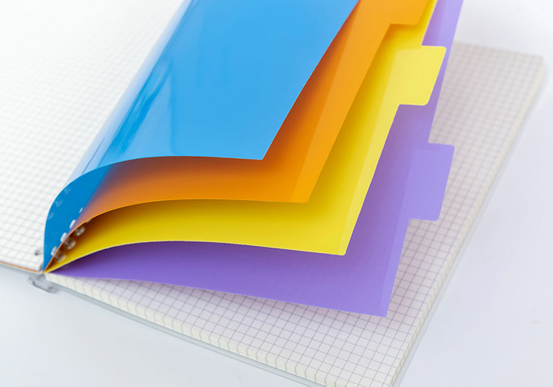 k柯米4色一套pp材质彩色分页纸b5隔页纸文件分类纸a5索引页2026孔a520