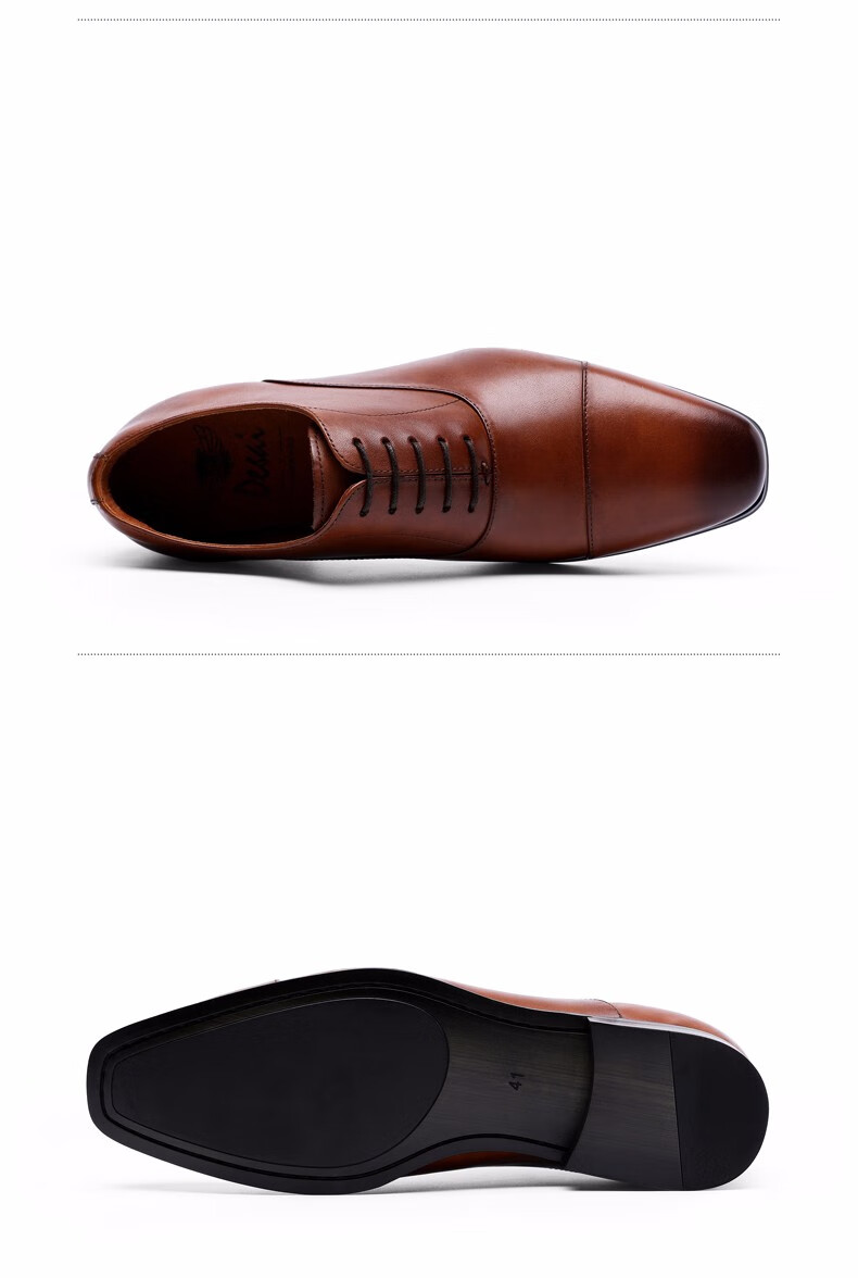 德赛新款男士商务休闲正装软底皮鞋男鞋时尚英伦真牛皮欧版三接头结婚