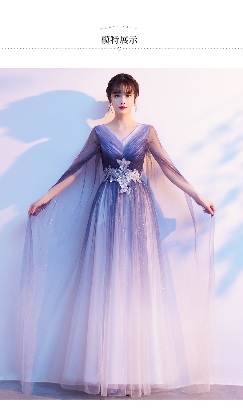 诗婷秀尹 现代大合唱团演出服女长裙/主持独唱服装仙气走秀红歌比赛