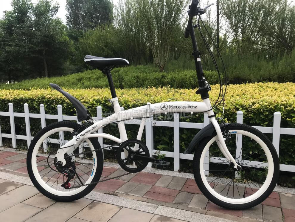奥迪宝马4s店汽车和活动礼品折叠自行车定制logo 白色奔驰单速一体轮