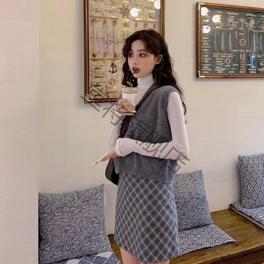 堂将2021春夏针织马夹女小背心外搭复古领学生韩版坎肩外穿毛衣马甲