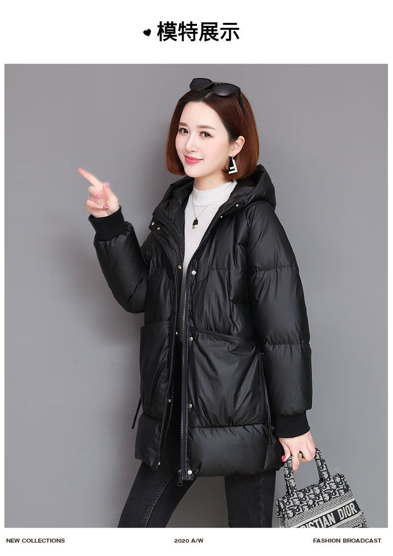 秋冬新款棉服女冬季新款时尚中长款休闲棉衣宽松面包服保暖棉袄外套潮