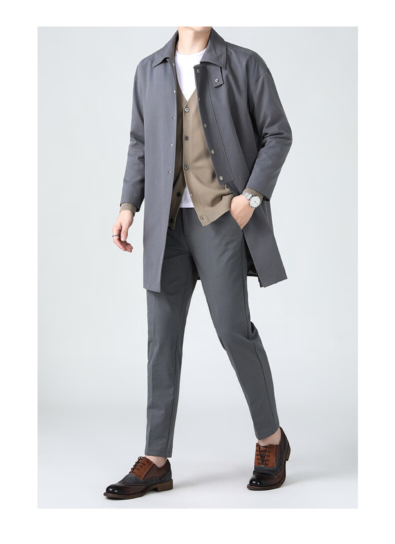 笑杳高端轻奢品牌风衣男士2022年春季新款长袖外套商务休闲翻领中青年