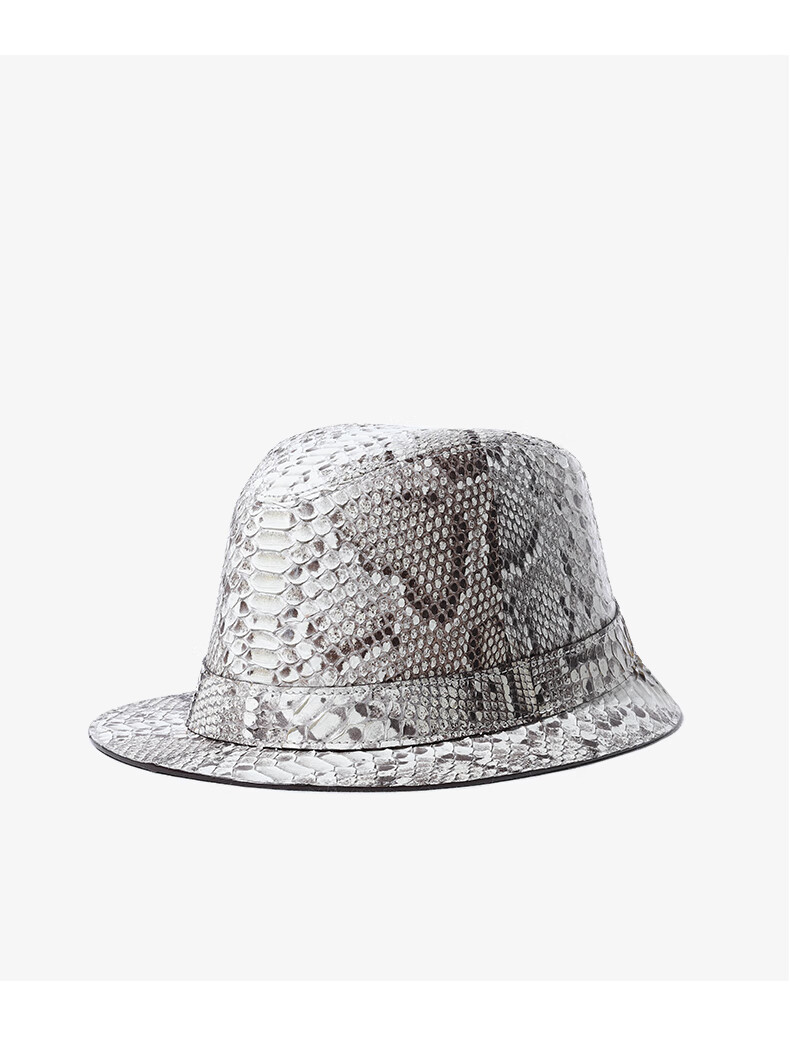 普戈特蟒蛇皮帽子礼帽男女高档真皮休闲帽2021新款奢侈品时尚爵士帽潮