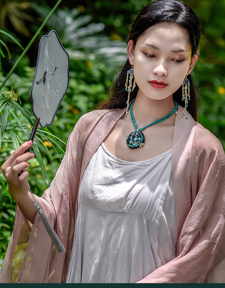 忆奴娇绿袖相思新款925银绿松石项链女个性复古夸张吊坠中国风民族风